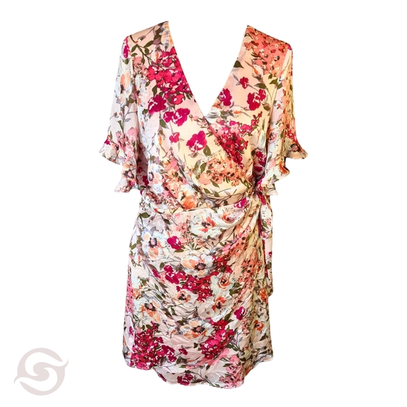 Angel Biba Dresses & Skirts - Debbie Dabbie 10 by Angel Biba Floral Colourful Side Tie Wrap Dress